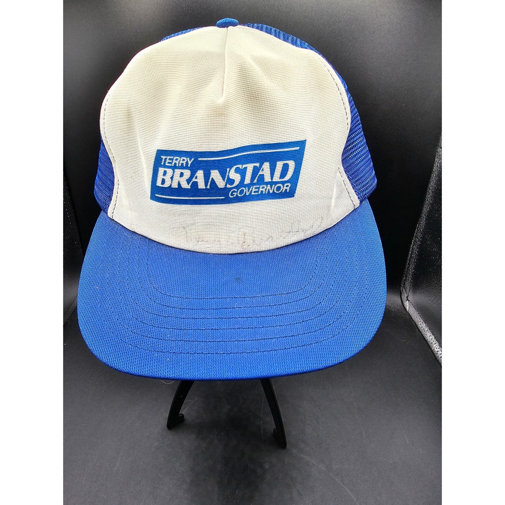 Vintage Terry Branstad Governor Iowa Political Trucker Hat Blue White Snapback